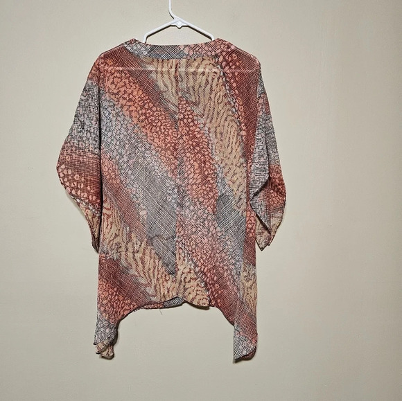 Jaclyn Smith Women's Size Large Top Semi Sheer V-neck Pullover Cover-up Sequins - Picture 3 of 5